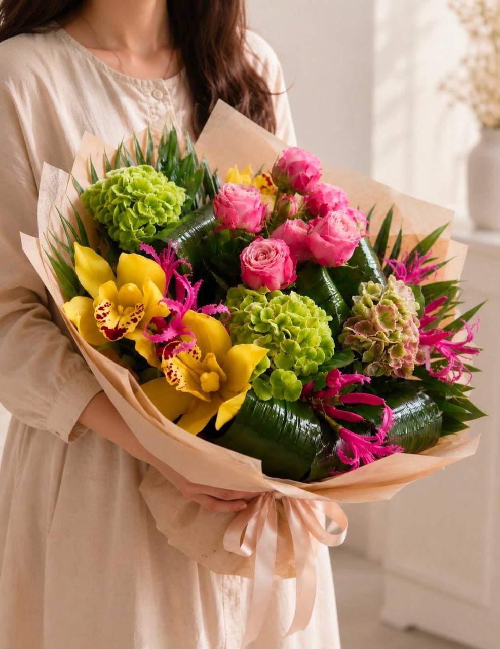 Tropische Orchidee Rozen Boeket
