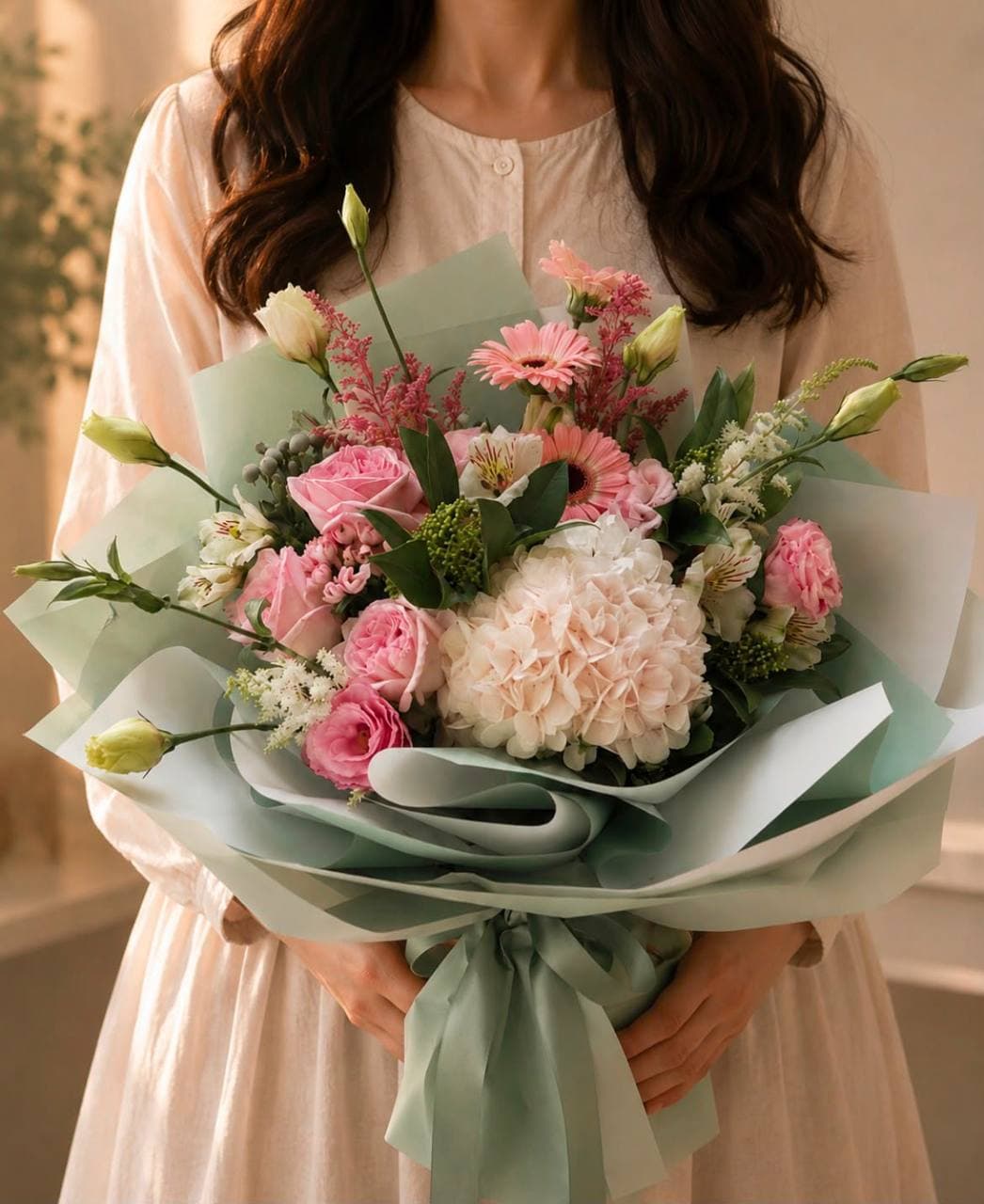 Salie Blush Hortensia Boeket