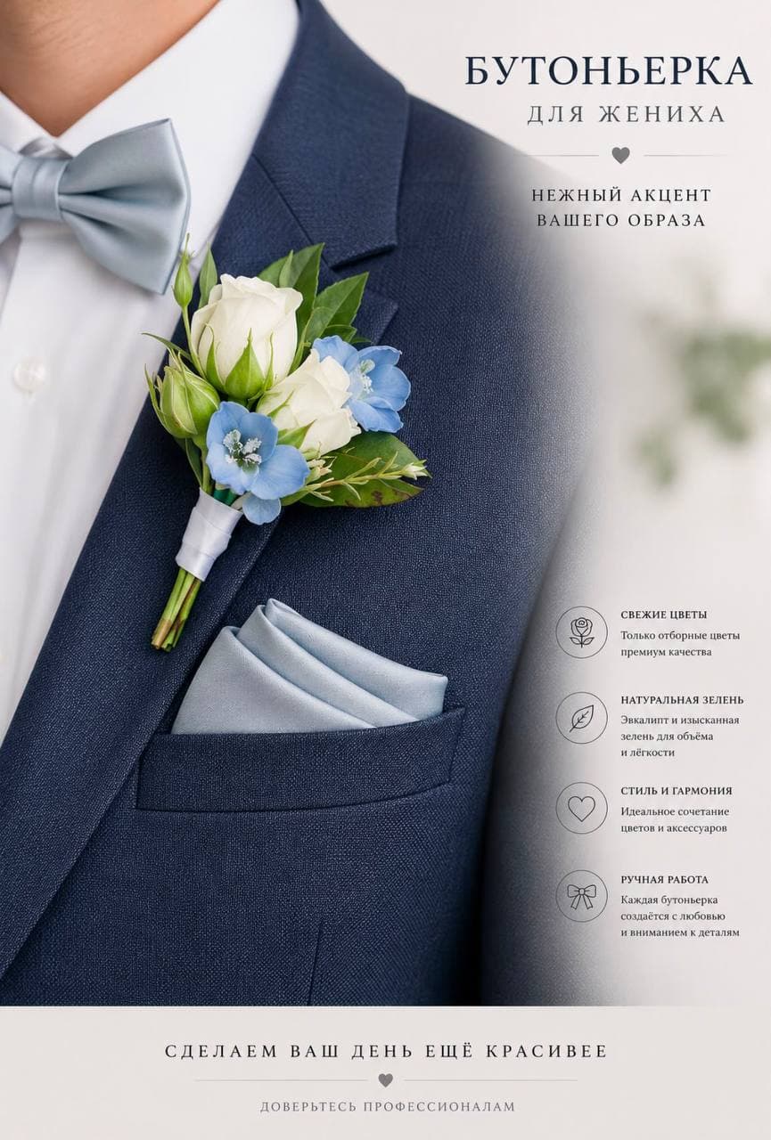 Blauwe Ridderspoor Boutonnière