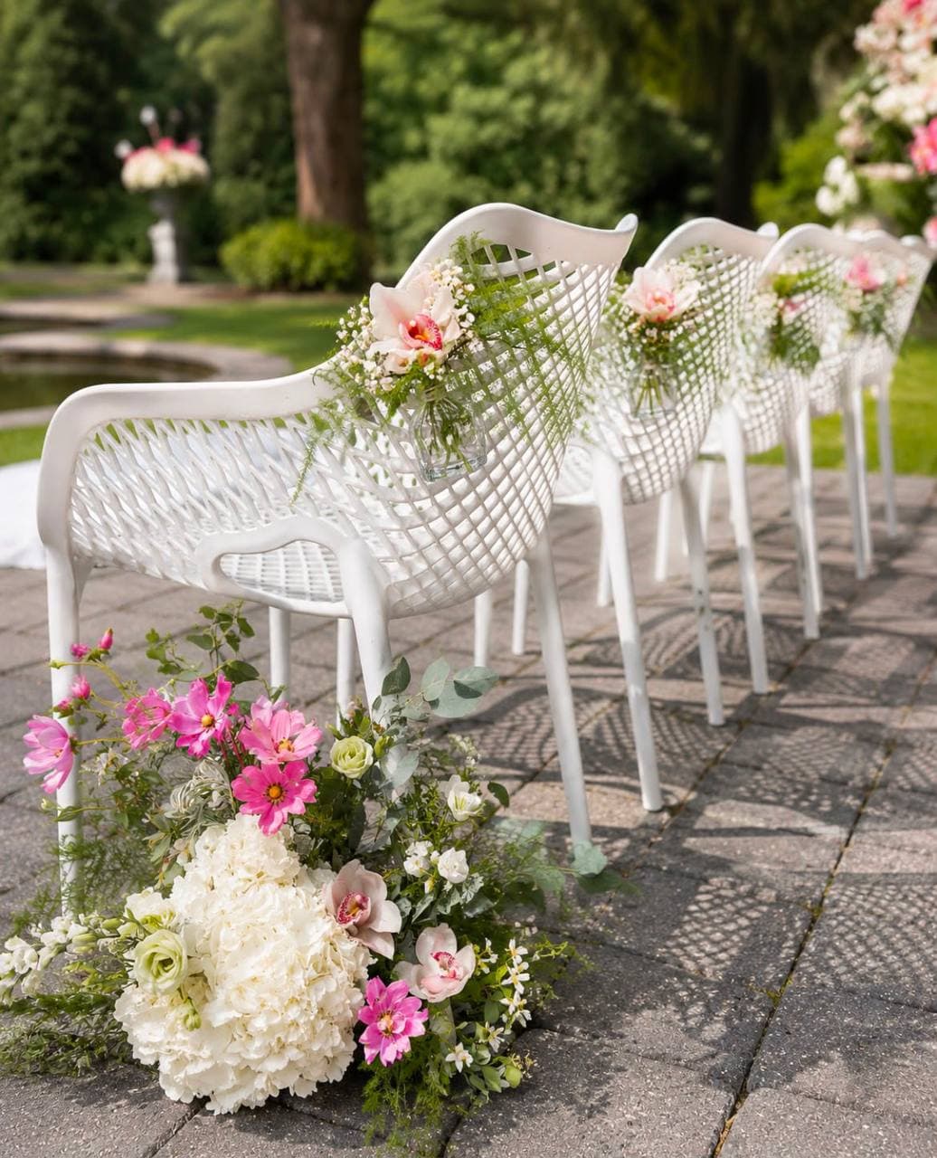 Bloemendecoratie Stoelen